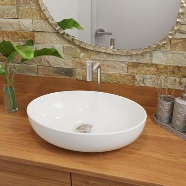 Imagem de Cuba Pia Banheiro Luna com Torneira Inox e Valvula Click - Loja DoceLa