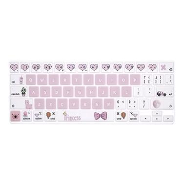 Imagem de WYGCH Capa de silicone Magic Keyboard Skin para iPad Pro 12,9 polegadas Magic Keyboard (4ª geração) modelo 2020 MXQU2LL/A, para iPad Pro 12,9 acessórios de protetor de teclado - Pink Princess