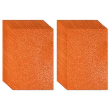 Imagem de PATIKIL Folha de espuma com glitter EVA brilhante laranja 28 x 20 cm de espessura com adesivo traseiro brilhante EVA Glitter feltro para projetos de artesanato DIY, 20 peças