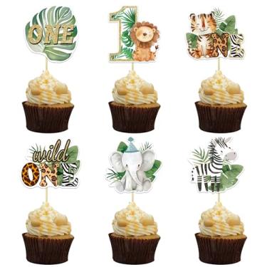 Imagem de 24pcs Jungle Animals Party Cupcake Toppers 1st Cupcake Topperst Jungle Safari Animal Theme Party Supplies for Zoo Wild Animal Birthday Party Baby Shower Supplies