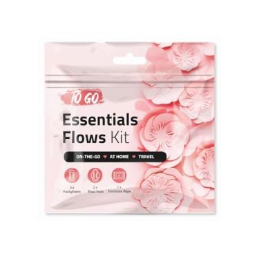 Imagem de Kit descartável Essential Flows para meninas e adolescentes – 3 calcinhas, 2 absorventes maxi e lenço feminino | Essenciais de confiança e higiene para escola, primeiro período, volume para caridade