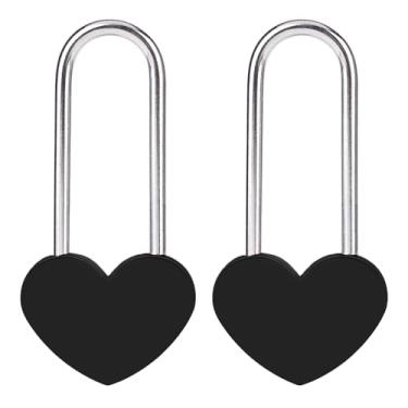 Imagem de VeYocilk 2 cadeados de coração de 8,89 cm 50 mm, cadeado de coração único preto para casamentos, namorados, aniversário, viagem, dia dos namorados, ponte (sem chave)