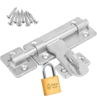 Imagem de Ferrolho com Porta Cadeado 10 cm. + Cadeado 20 mm. - Idea
