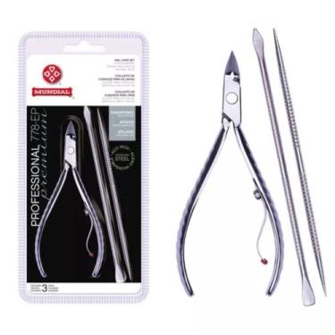 Imagem de Alicate cuticula mundial 778 inox+espatula dupla+palito