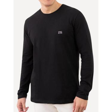 Imagem de Camsieta King & Joe Masculina Manga Longa Basic Light Small Logo Preta-Masculino