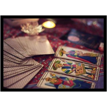 Imagem de Quadro Decorativo Jogos Baralho Tarot Cartas Esoterismo Com Moldura RC