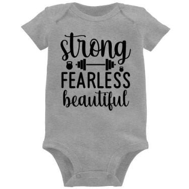 Imagem de Body Bebê Strong Fearless Beautiful - Foca na Moda, Cinza, GG