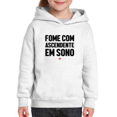 Imagem de Moletom Infantil Fome com ascendente em sono - Foca na Moda, Branco, 8