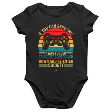 Imagem de Body Bebê Algodão Forced to reenter society - Foca na Moda, Preto, G