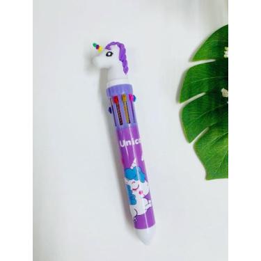 Imagem de Caneta Esferográfica 10 Cores Uniconrio Fofa Papelaria Escritorio SM-1