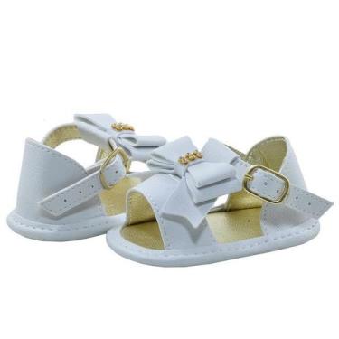 Imagem de Sapatinho de Bebê Bicho de Pé - Sandália Feminina c/ Fivela e Laço - S