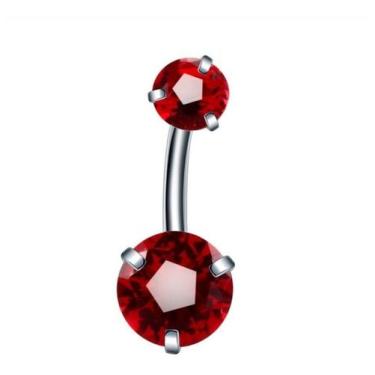 Imagem de Piercing De Umbigo Prata 2 Pedras Aço Cirúrgico Zircônia - DeCastro jo