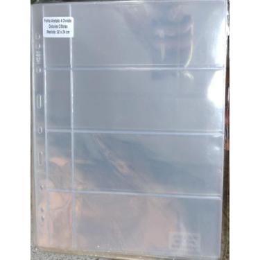 Imagem de 10 Folhas acetato 4 espaços pra numismática com bolso lateral pra etiq