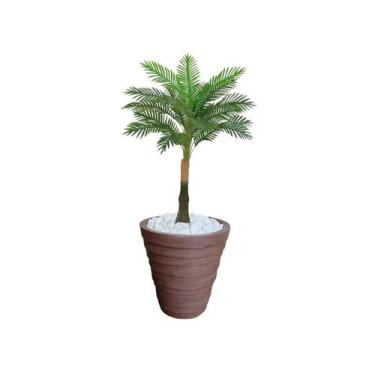 Imagem de Planta Artificial Árvore Palmeira Real Toque 1,2m kit + Vaso Redondo D