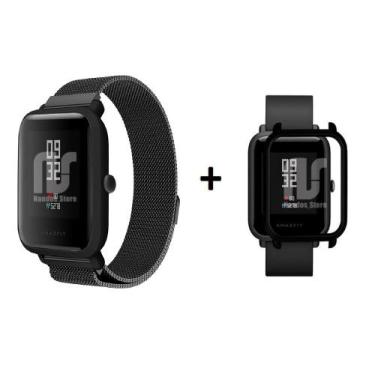 Imagem de Kit Pulseira Compatível com Amazfit Bip De Metal / Aço - Magnética + C