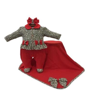 Imagem de Kit Saída Maternidade Oncinha Vermelha Menina Bebê - ASAS DE ANJO