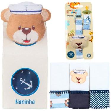 Imagem de Naninha + Prendedor de chupeta + Fralda de Boca Urso Marinheiro - Migu