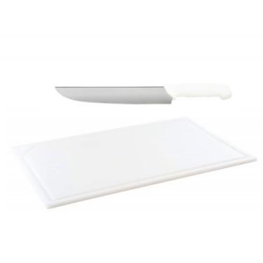 Imagem de Tabua Corte Polietileno - Branca 60 x 40 com faca de 10" - Utensilios 