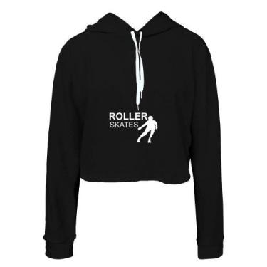 Imagem de Moletom Feminino Cropped Ragor Patins Macio Confortável, GG, Preto