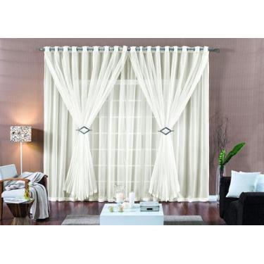 Imagem de Cortina Paula para Sala e Quarto em Tecido Voal 3,00x2,80 - Rose Jordã