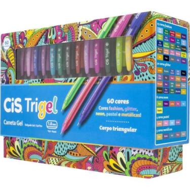Imagem de Caneta GEL CIS Trigel 60 Cores Display com 60 - Sertic