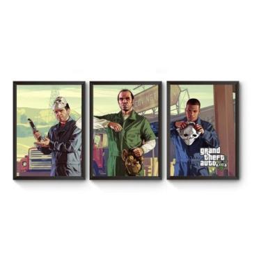 Imagem de Kit 3 Quadros A4  Game Gta 5 Artes Jogo - Fanarte