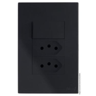 Imagem de Kit Interruptor Simples + Tomada Dupla 10A 4X2 Brs12280-7Bk