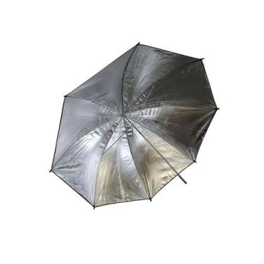 Imagem de Sombrinha 80cm Refletora Preta e Prata Greika BS-33