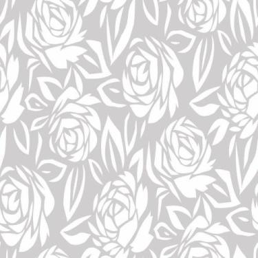 Imagem de Papel de Parede Vinílico Autoadesivo Lavável Floral Rosa Branco e Cinz