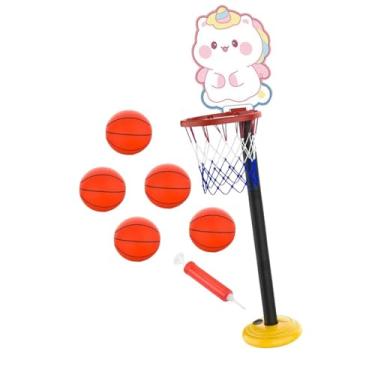 Imagem de rockible Conjunto de cesta de basquete infantil, brinquedos esportivos ao ar livre, cesta de suporte de basquete para prática de drible, Branco