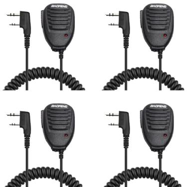 Imagem de BAOFENG Pacote com 4 microfones de alto-falante UV-5R de mão para rádio amador UV-5R 2 pinos K compatível com UV-K5 8UV-82 K5Plus UV-17R P15UV UV-5RM