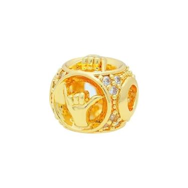 Imagem de Malahill Miçangas de zircônia cúbica para fabricação de joias, contas personalizadas de hip hop para colares e pulseiras, 10 mm, gestos 666