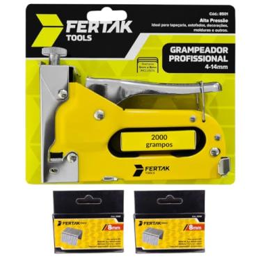 Imagem de Grampeador Profissional 4mm - 14mm + 2000 Grampos 8mm Para Tapeçaria Tapeceiro Estofado Moldura