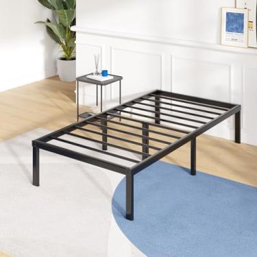 Imagem de Avenco Estruturas de cama de solteiro - Estrutura de cama de plataforma de metal de 35,5 cm de altura tamanho solteiro com espaço de armazenamento embaixo da cama, suporte de ripas de aço resistente,