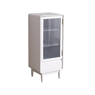 Imagem de LICONG-2019 Armário de vinho de madeira, com 1 gaveta e 1 porta, armário de armazenamento multifuncional para cozinha, sala de estar, armário para armazenar bebidas alcoólicas (branco)