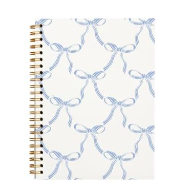 Imagem de OXW Caderno Coquette Blue Bow, caderno bonito e bonito material escolar para mulheres adolescentes, artigos de papelaria, caderno de trabalho feminino para mulheres, caderno espiral 14 x 21 cm