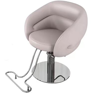 Imagem de Cadeira de barbeiro 360° giratória para salão de cabeleireiro bomba hidráulica couro PU cadeira de salão de barbeiro com chassi de pedal, móveis de salão, prata, B