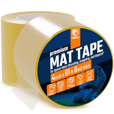 Imagem de Pacote com 2 fitas transparentes de 10 cm para luta livre e ginástica Jiu Jitsu MMA para piso | Tapetes rolantes de exercícios com azulejos de espuma | Tapetes para casa e fita de chão de academia