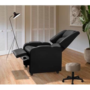 Imagem de Poltrona Do Papai Reclinável Confortável Suécia Com Rodizio - Corino Preto