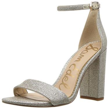 Imagem de Sam Edelman Sandália feminina Yaro Block Heel, Malha glam dourada clara, 40