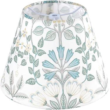 Imagem de GO&SO Abajur de sino pequeno multifloral - 12,8 cm × 23 cm inferior × 16,3 cm de altura (clip-on/aranha) abajur de tambor para luminárias de mesa e lâmpadas de parede moderno impresso abajur
