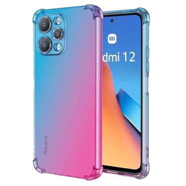 Imagem de Vokuha Capa de telefone para Redmi 12 5G, capa protetora traseira TPU TPU à prova de choque para Xiaomi Redmi 12 5G para Xiaomi Redmi 12 5G azul/rosa