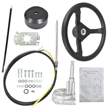 Imagem de GXYWADY Sistema De Direção Marítima De 10 Pés Sistema De Direção Externa Cabo De Direção De Barco Ss13710 Eixo De 3/4 Com Substituição De Roda De 13,5 Polegadas Para Iates Externos De Barco Marinho
