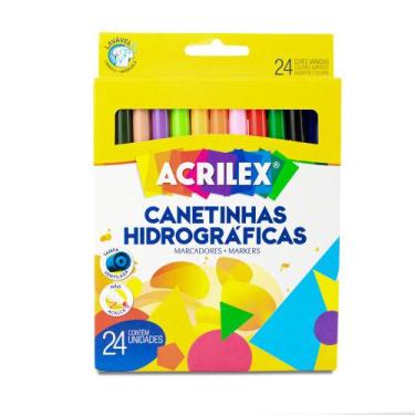 Imagem de Canetinha Hidrográfica Lavável Acrilex 24 Cores Não Afunda