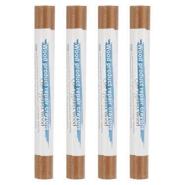 Imagem de PATIKIL Giz de cera para reparo de móveis, 4 peças de cera de madeira, gizes de cera de madeira para arranhões Mesas de furos de piso de madeira, cinza amarelo