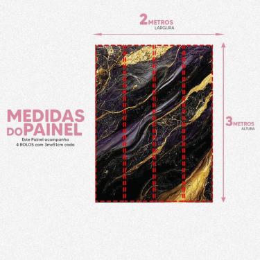 Imagem de Papel De Parede Painel 3D Mármore Dourado Preto Roxo 2M