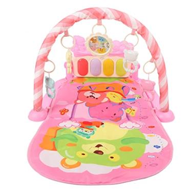 Imagem de Tapete de ginástica para bebês Vomeko, balão de ar quente com desenho rosa para bebês, padrão animal, tapete de ginástica com luz musical, tapete de piano para bebês