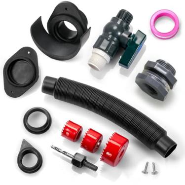 Imagem de Kit de desviador e torneira de barril de chuva para calha de 5 x 7,6 cm - sistema de conector de desviador de calha se encaixa em calhas retangulares, converte barril de plástico em barril de água da