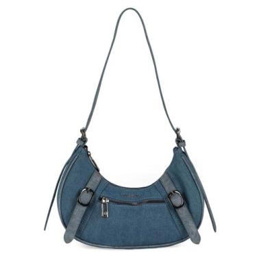 Imagem de Bolsa Up4You Jeans Pequena Meia Lua Ombro Tiracolo BU78755, Azul jeans