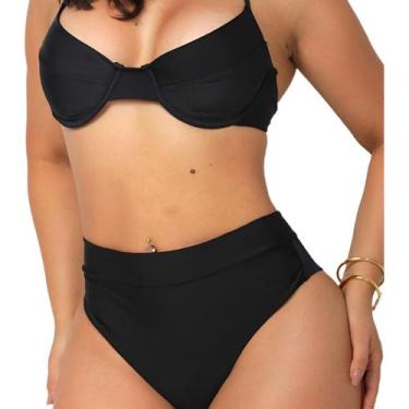 Imagem de Biquíni Feminino Meia Taça Hot Pants Cintura Alta - NoBrand, Preto, un